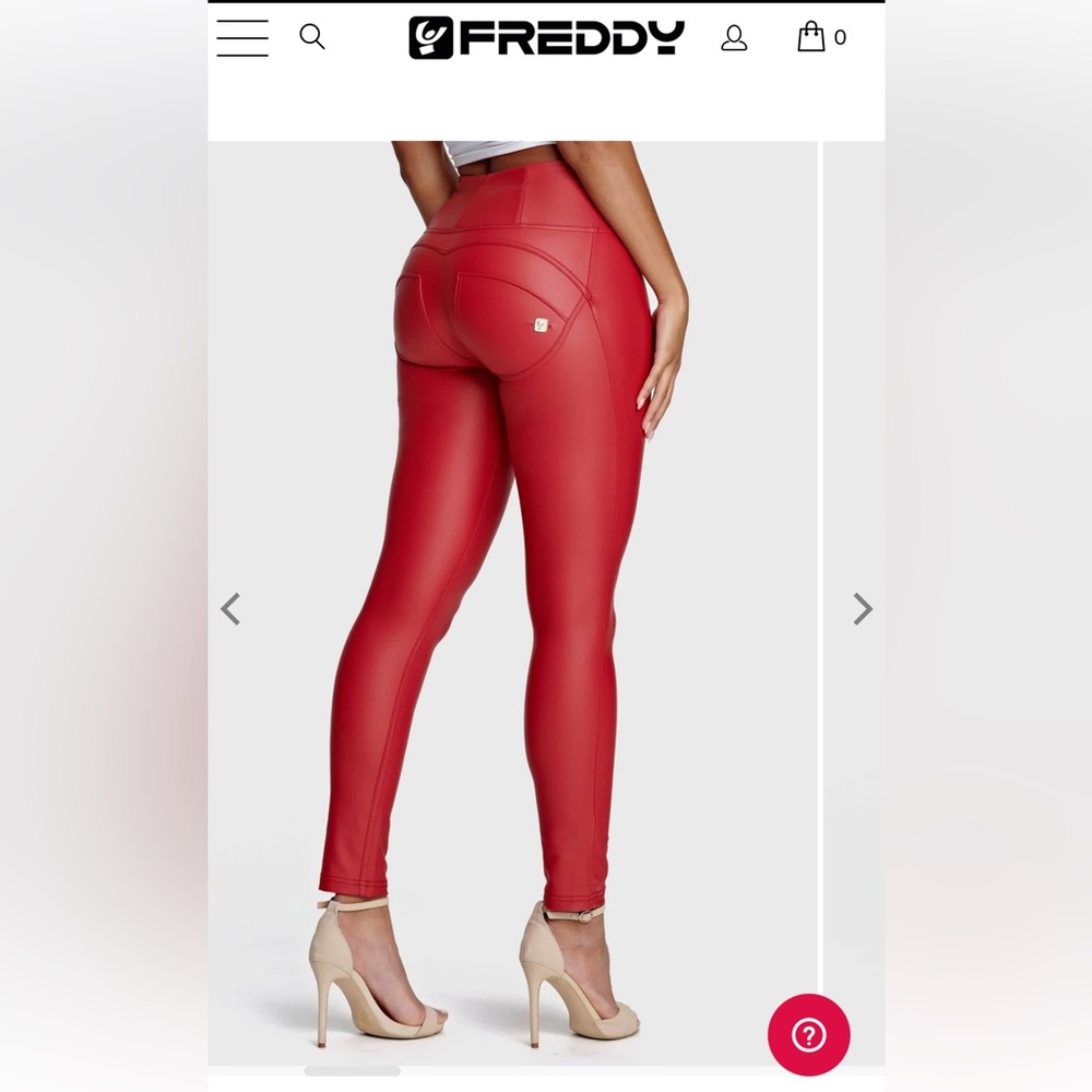 Freddy high waisted red faux leather pants (Size L)